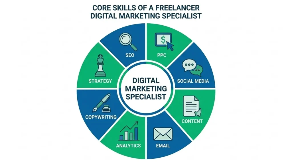 Core skills diagram of a freelancer digital
