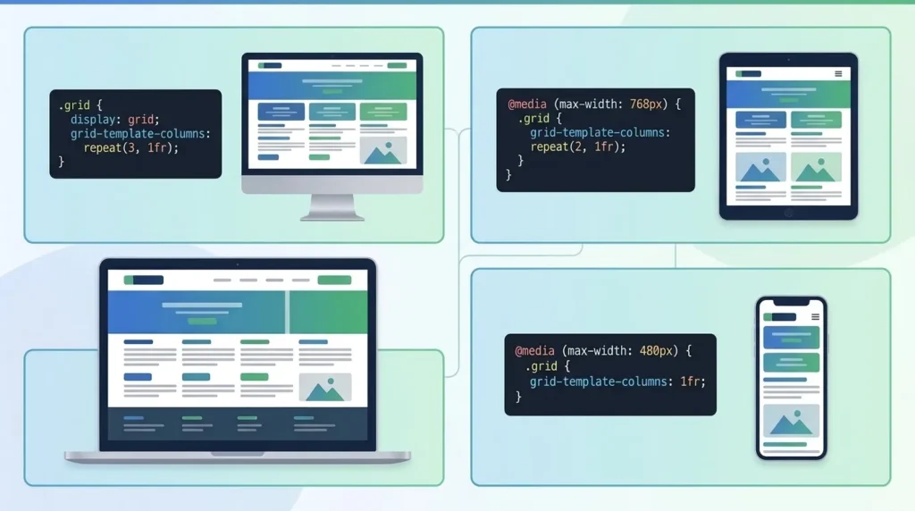 CSS media queries for responsive web design 